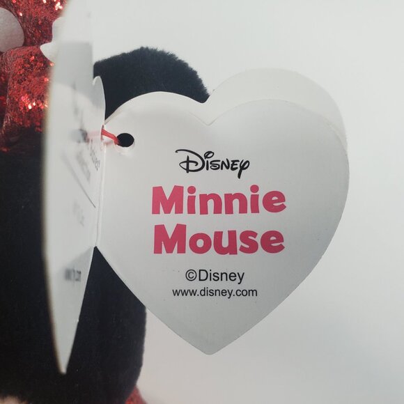 Ty Disney Sparkle Minnie Mouse Medium 8" Plush Red Polka Dot Dress NWT 2021 - Picture 7 of 9
